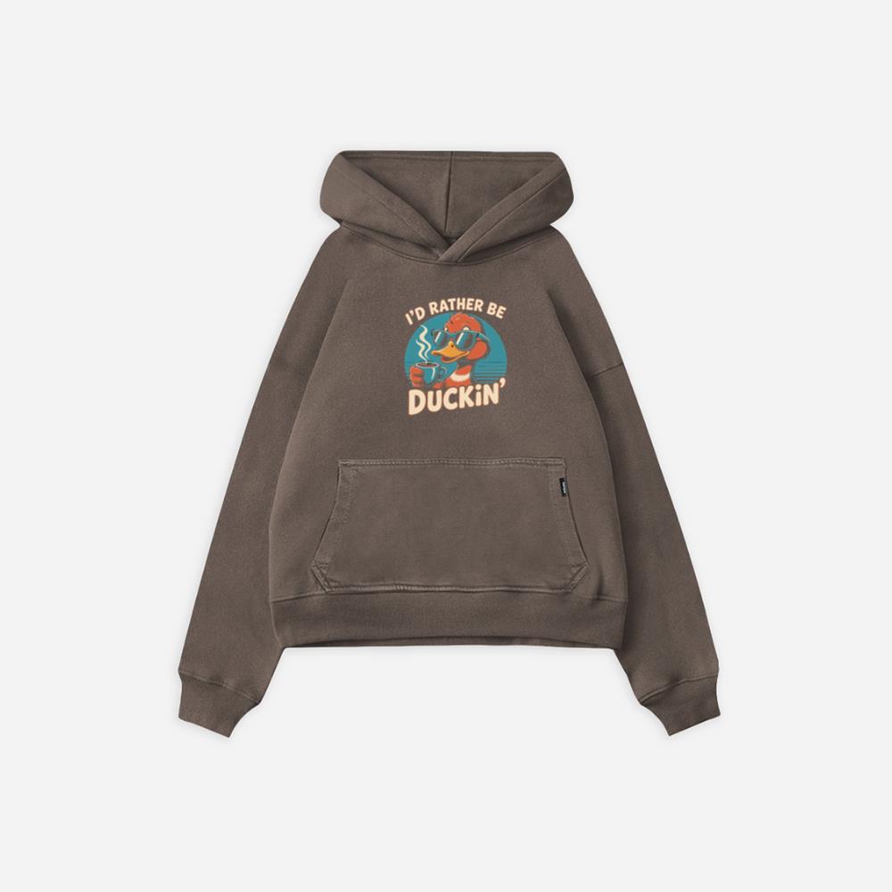 Id Rather Be Duckin Funny Duck Coffee Graphic Hoodie